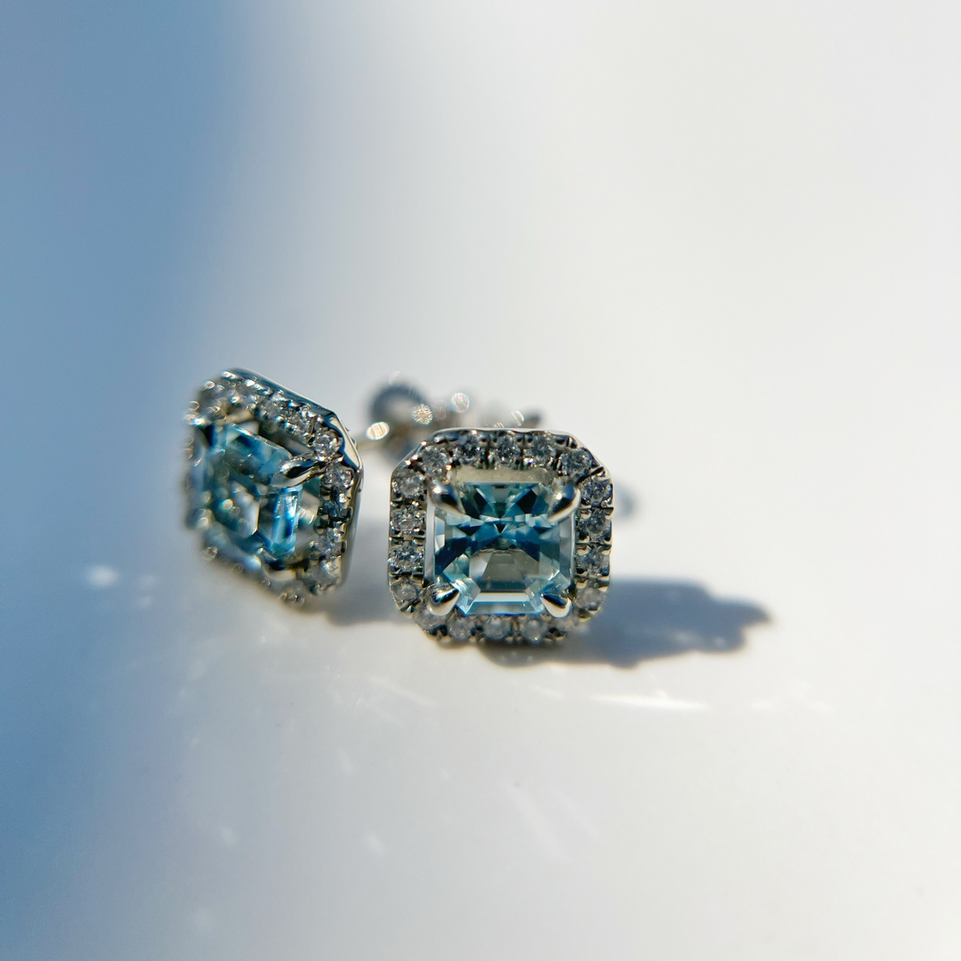 Aretes Aguamarina Halo